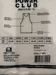 Men’s Size M (38-40) Power Club 3 Pack A-Shirt – A0026
