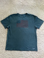 Life Is Good Shirt American Flag Spread Good Vibes Mens L Classic Fit July 4th