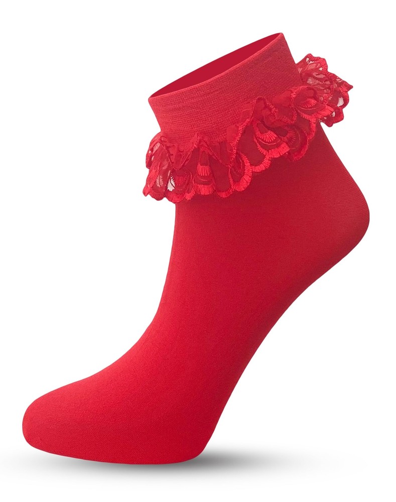 Women’s Ruffle Ankle Socks Nylon Lace Frilly Fashion Hosiery Accessories
