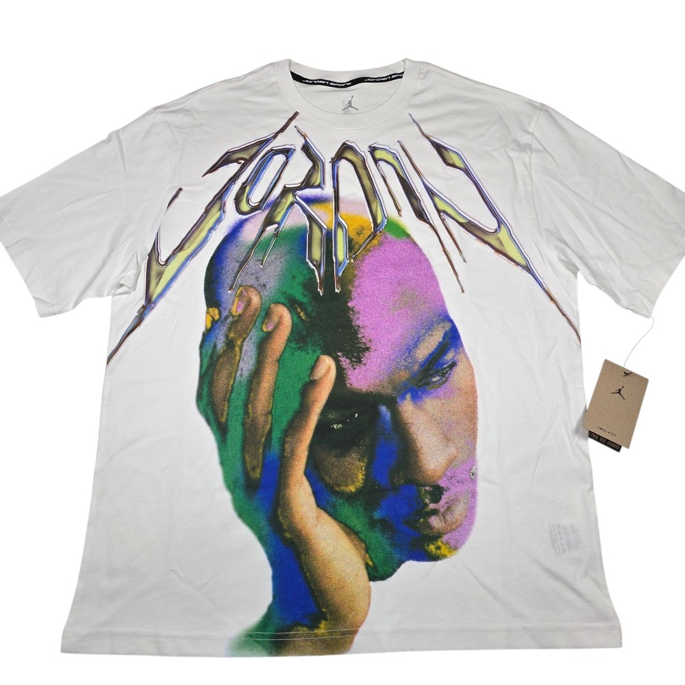 NWT Nike Air Jordan Sport Dri-Fit White Jordan Graphic T-Shirt, Men’s Size Large