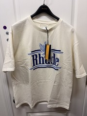 Rhude Graphic Logo Print Men’s Cream Cotton Crew Neck Short Sleeve T-Shirt XL