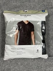 Goodfellow & Co Men’s Classic V-Neck T-Shirts 4-Pack Black Size L 42/44