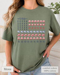 Coastal USA Flag Shirt, Patriotic Seashell Tee, Comfort Colors Beach Top