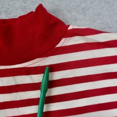 Vintage 90s Calvin Klein Sport Striped T Shirt Size S Small Red Mock Neck USA