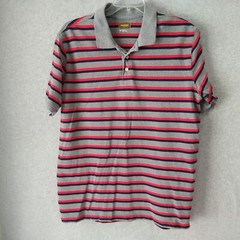 Foundry Mens Shirt Size XLT Red Striped Short Sleeve Cotton Collared