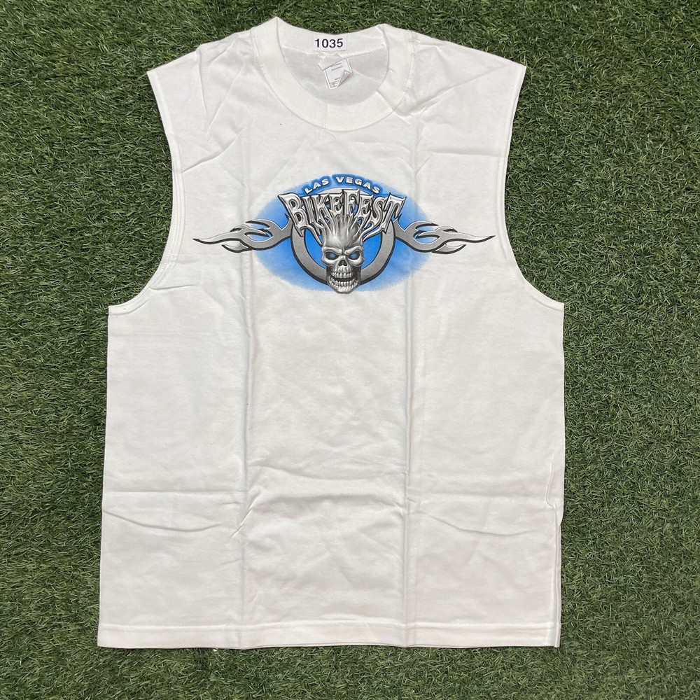 Bike Fest Shirt L 00s Y2k 2011 Las Vegas Motorcycle Biker Sleeveless Cutoff Tee