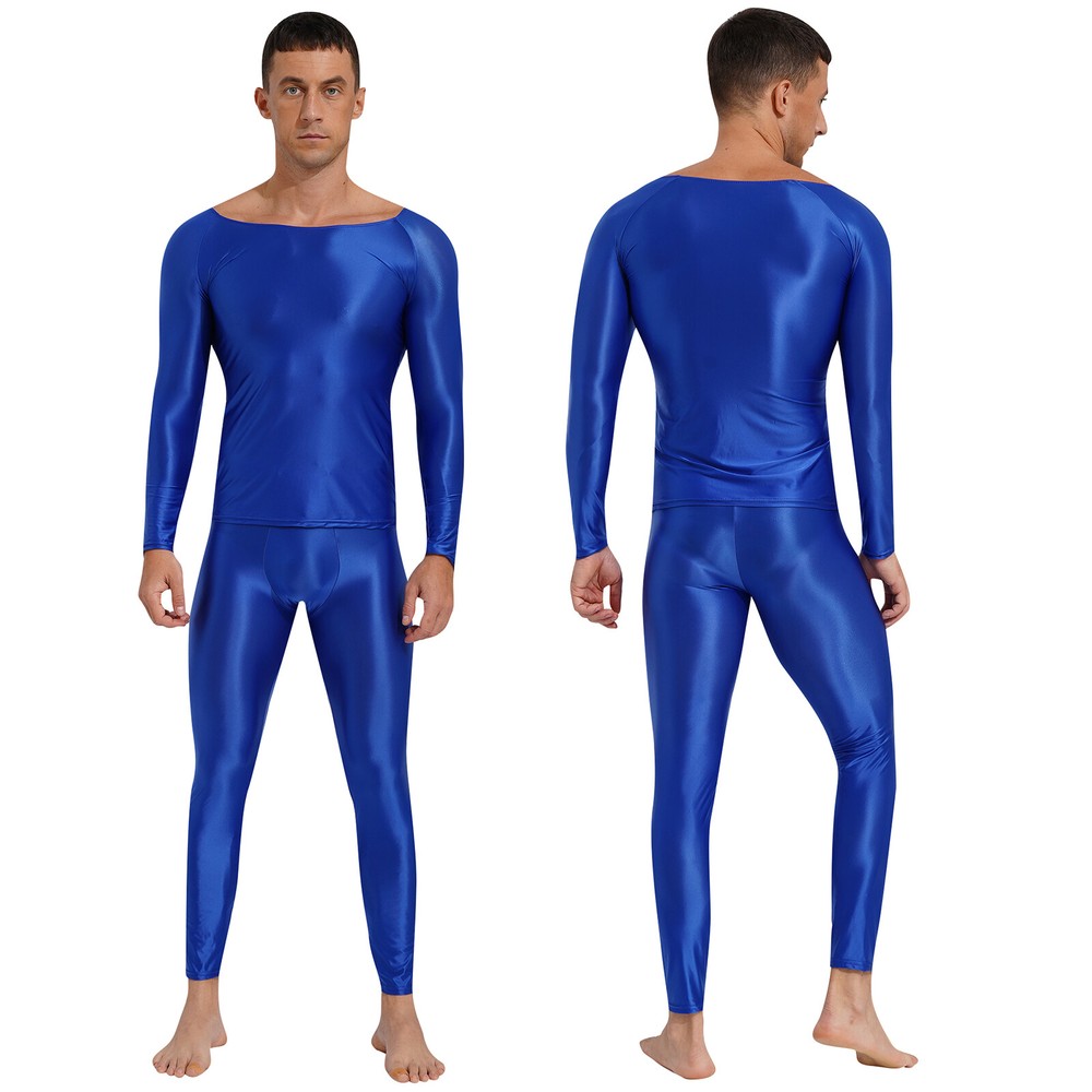 Mens Sportswear Round Neck T-shirts Skinny Tracksuit Running Gym Clothing Glossy