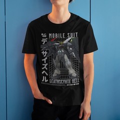 Gundam Deathscythe Hell XXXG-01D2 Retro Anime Grid Design Graphic Art T-Shirt