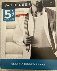5 Pack Van Heusen Medium (38-40) Classic Cotton Ribbed Tank Tees M 38-40