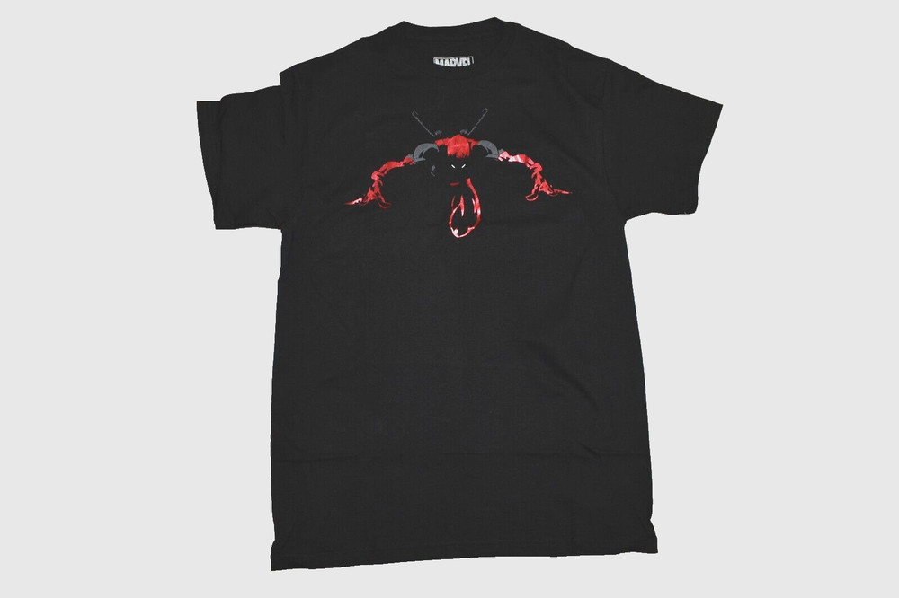Marvel Deadpool Mens Deadpool Night Leaper Red Foil Graphic Black Shirt NWT M