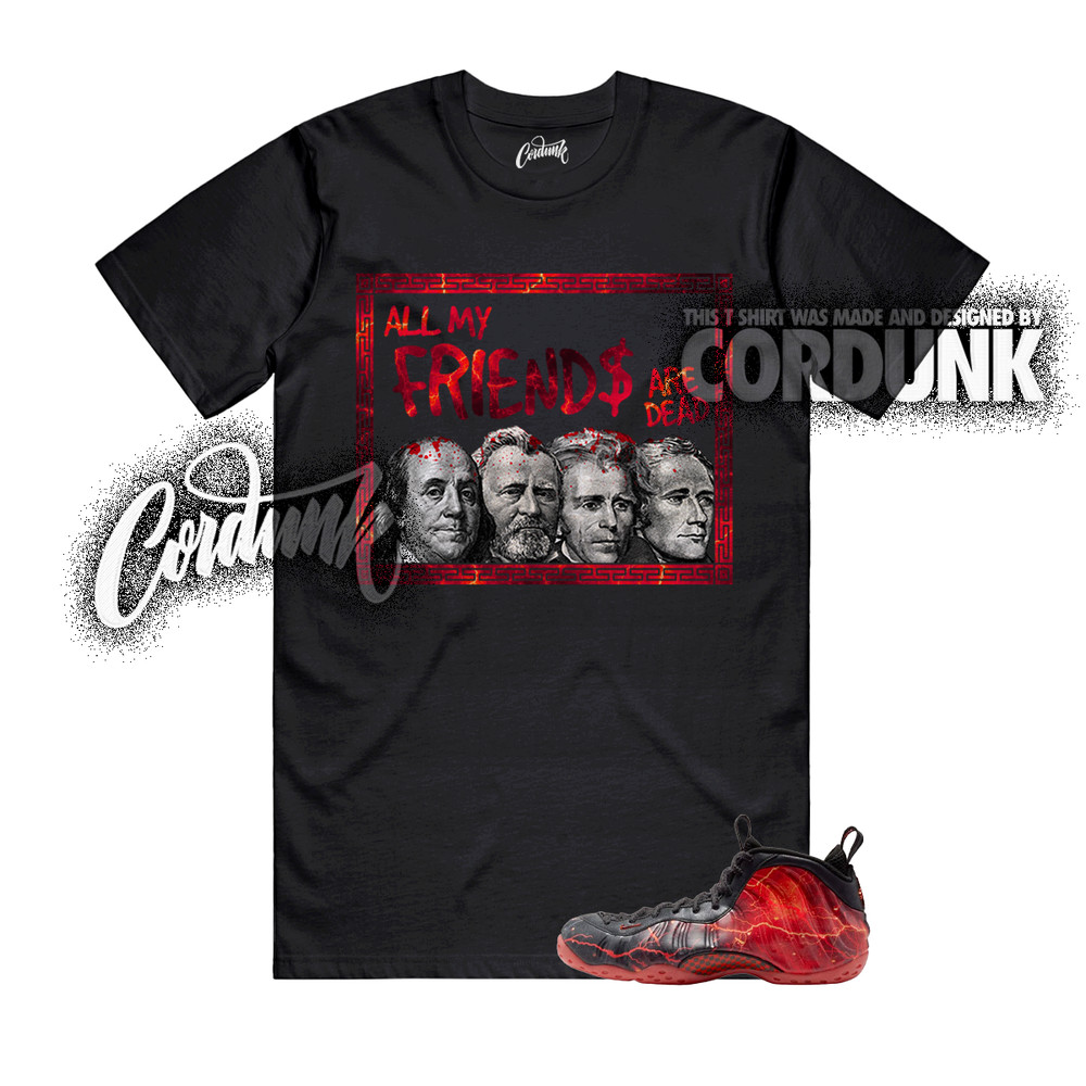 Foamposite One Stranger Black Bright Crimson Stormy Air T Shirt Match PREZ