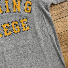 Vintage 90s Lycoming College Shirt Gray Cotton Rayon Size Small