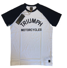 Triumph Motorcycles Saltern T Shirt Mens Small White Black Cotton Crew Neck