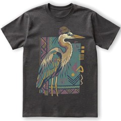 Hipster Heron Bird T-Shirt Beanie Hat Geometric Abstract Art Nature Gift