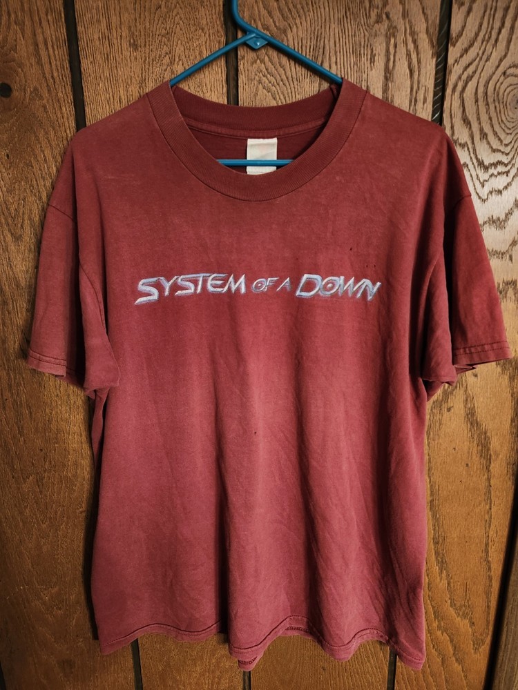 RARE Vintage 1998 System Of A Down Nu Metal Band T Shirt Size XL Script Print