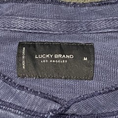 Lucky Brand Henley Shirt Mens M Blue Washed Snap Button Long Sleeve Pullover Top