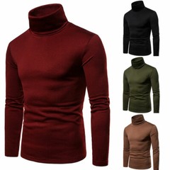 Mens Stretch High Turtle Neck Roll Shirt Long Sleeve Winter Warm Jumper Tops ⇓