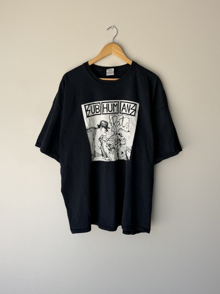 VTG Subhumans Punk Rock Band Concert Promo Faded Worn Black T-Shirt Size XXXL