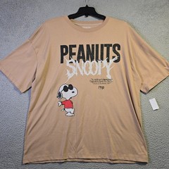 Peanuts® Snoopy Shirt Mens 2XL Brown Distressed Charlie Brown Baggy Street NWT