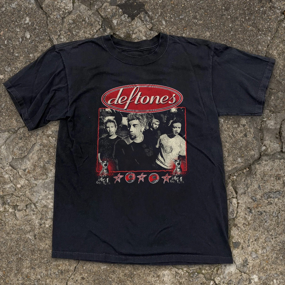 Deftones Rock Band T-Shirt Vintage Y2K Alt Metal Black Unisex Graphic Tee S-4XL