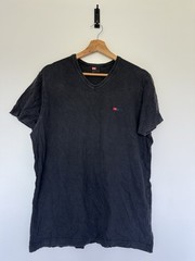 Diesel T Shirt Mens Large Black V Neck Cotton Logo Tee Y2K Casual