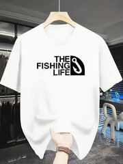 Mens Fish Hook Graphic T Shirt Vintage Style Casual Outdoor Short Sleeve Tee