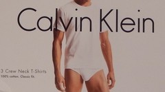 3 CALVIN KLEIN CREW OR V NECK WHITE BLACK GRAY SIZES S M L XL COTTON T-SHIRTS