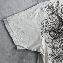 Affliction Cross Wings Shirt Mens XL White Gold Y2K Gothic Biker MMA Double Side