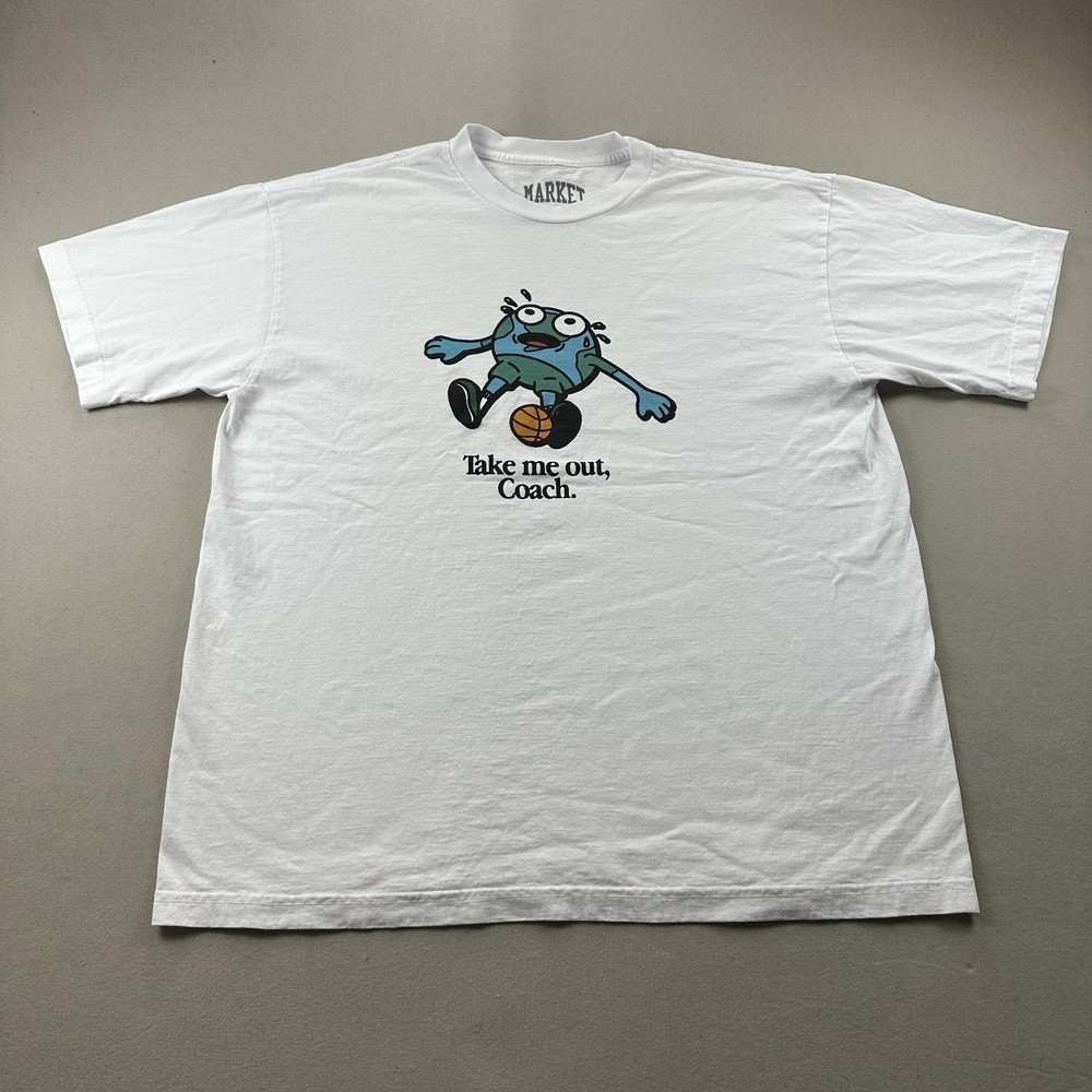 Market Personal Foul T-Shirt Mens XL White Take Me Ourt Coach Earth Basketball
