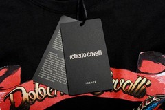 Roberto Cavalli Men’s Black Graphic Print Crewneck T-Shirt US 2XL IT 56