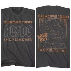 ACDC Music New T-Shirt Black is Back Europe 1980 Tour Angus Young Rock N Roll