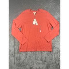 Dockers Mens Long Sleeve Crew Neck T Shirt Coral Organic Cotton XL New