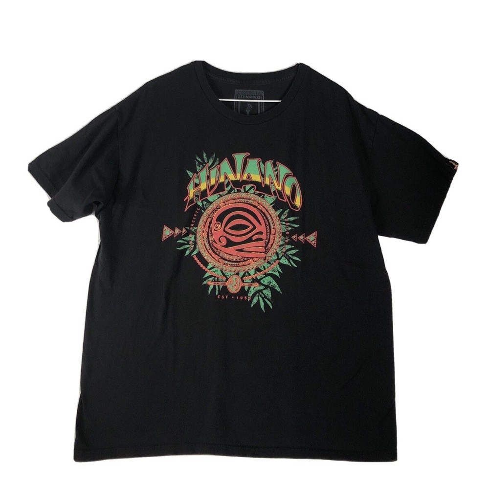 Hinano Tahiti Tshirt Men’s Hawaiian Surfriding Tee Black Graphic shirt Sz-Large