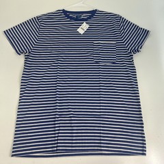 J.Crew Shirt Mens XL Blue White Stripe Slim Pocket Crewneck Tee Casual Top