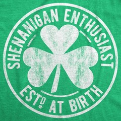 Mens Shenanigan Enthusiast T Shirt Funny Saint Patricks Day St Patty Irish Tee