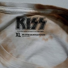 KISS Classic Hard Rock Band Vintage Style Cream Tie Dye T-Shirt Size XL