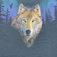 Vintage 1996 National Wildlife Federation Wolf Aurora Borealis T-Shirt USA – XL