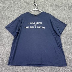 No Boundaries Shirt Mens Large Blue I Hear Voices Graphic Funny Humor Quote Y2K