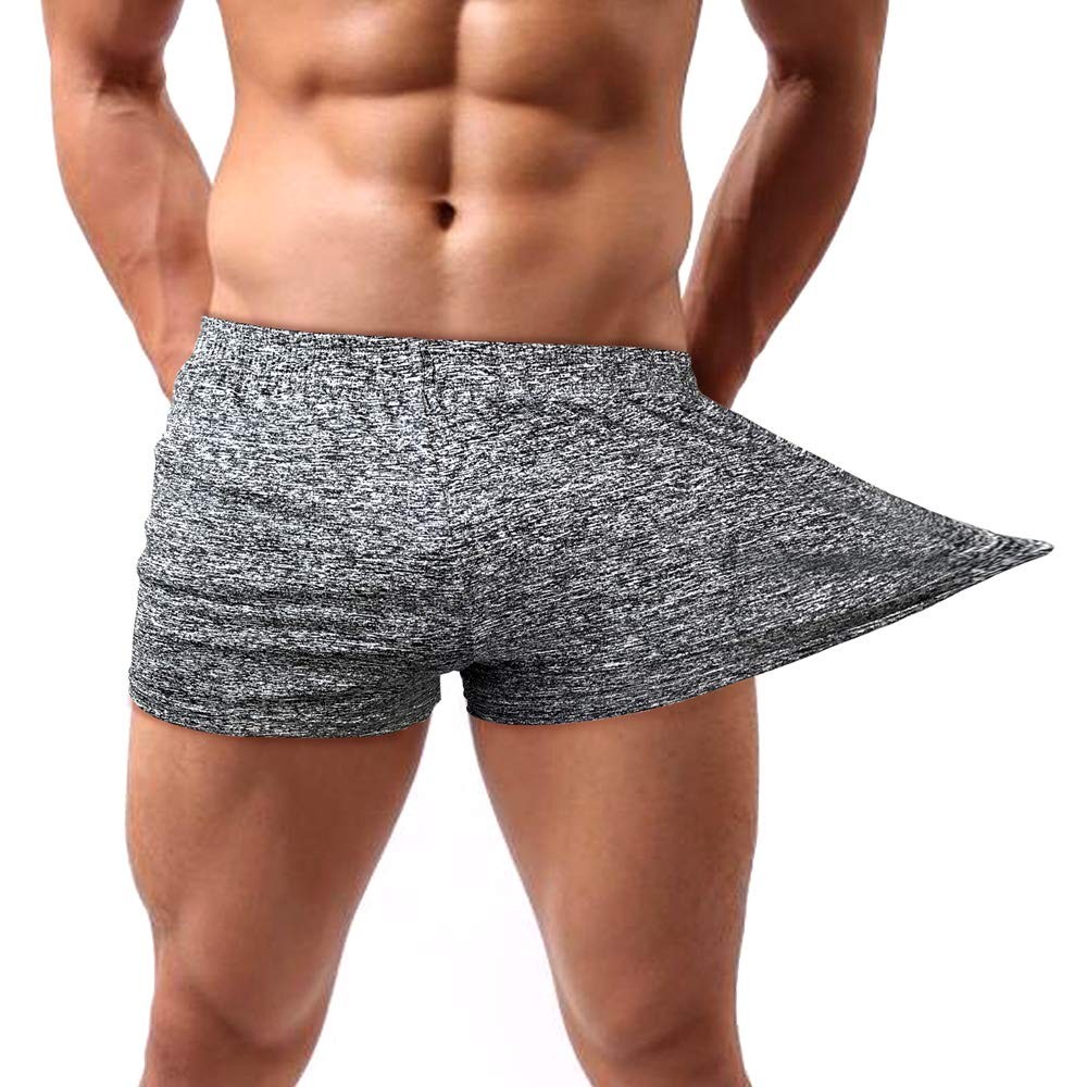 Lehmanlin Men’s High Elastic Bodybuilding Shorts 3 Medium/3″ Inseam, Gray