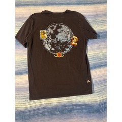 Upcycled Calvin Klein Tee Tarot Patch Moon Block Print Moth Charm Black Mens M