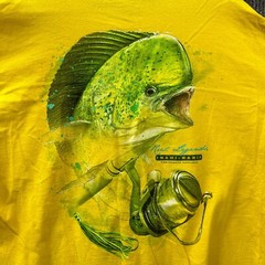 Reel Legends Mahi Mahi Graphic Mens Shirt Size XXL Yellow Cotton Short Sleeve