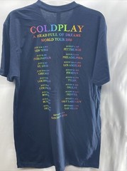 Coldplay 2016 Head Full of Dreams Tour Dates Concert t shirt Men Medium Navy New