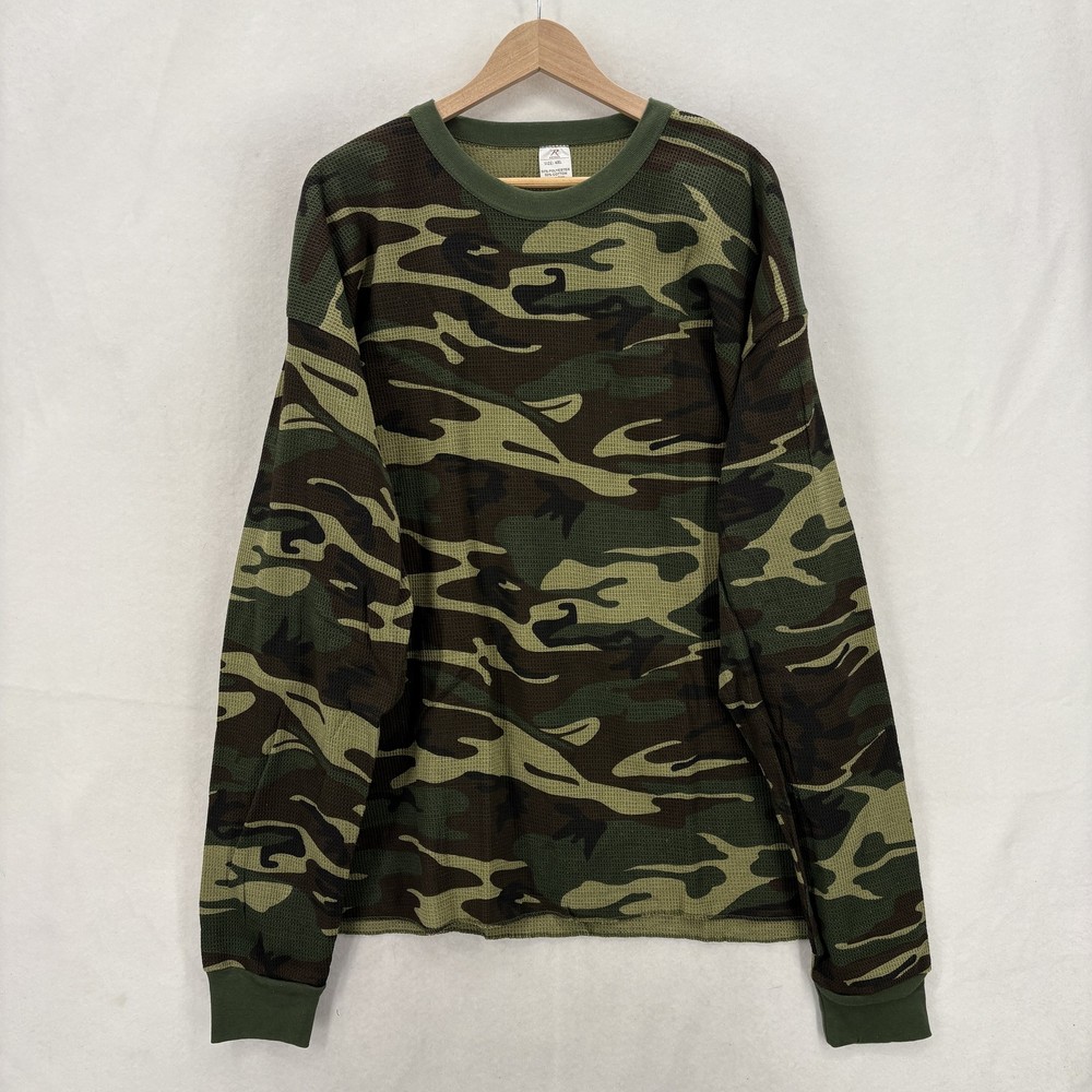 Rothco Shirt Mens 4XL Green Camo Thermal Long Sleeve Crew Neck Military Rugged