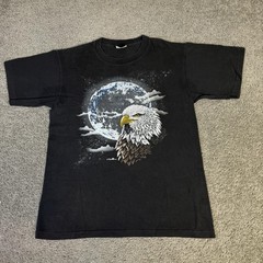 Vintage Hazelwood Eagle Shirt Mens L Black Moon Midnight Series Single Stitch90s