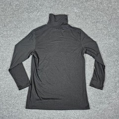 Mens Black Long Sleeve Turtleneck Shirt Minimalist Layering Top Size M L