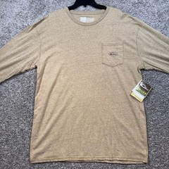 Drake Waterfowl Long Sleeve Pocket T-Shirt Men Circle Mallard Graphic Tan XL NEW