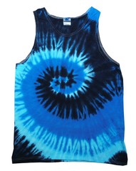 Blue Ocean Tie Dye Tank Top Sleeveless T-Shirts Colortone Adult S – 3XL Cotton