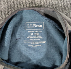 LL Bean Shirt Mens Medium Gray Blue Crew Wool Blend Fleece Lined Long Sleeve