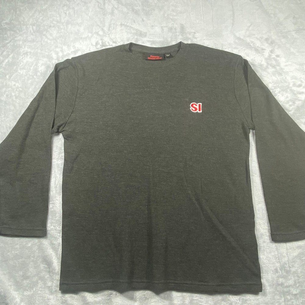Vintage Sports Illustrated Thermal Shirt Mens Large Gray Waffle Knit 90s Retro