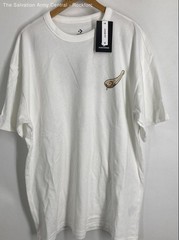 Converse Mens White Graphic Print Short Sleeve Crew Neck Pullover T-Shirt Size L